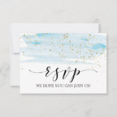Waterverf Blue en Gold Menu Keuze RSVP-kaart (Voorkant)