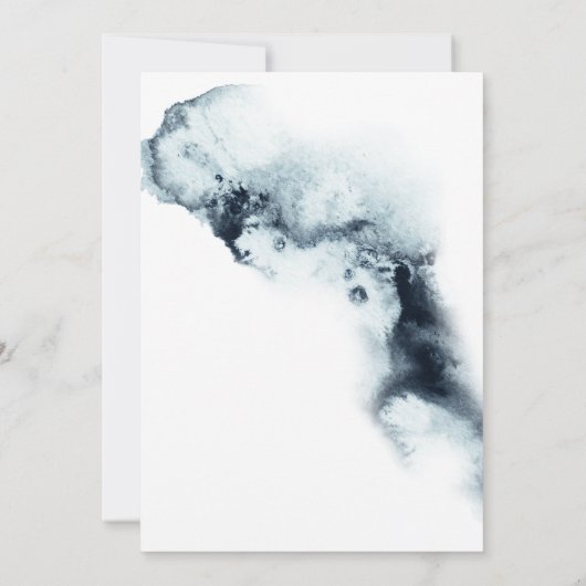 Waterverf Blue en Gold Minimalistic Wedding Kaart (Achterkant)