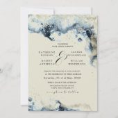 Waterverf Blue en Gold Minimalistic Wedding Kaart (Voorkant)