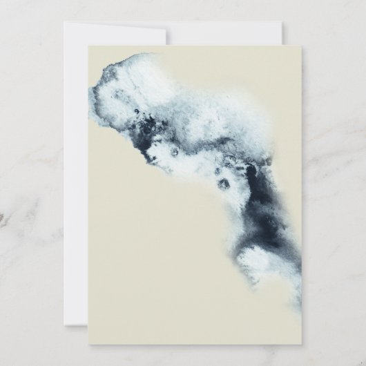 Waterverf Blue en Gold Minimalistic Wedding Kaart (Achterkant)