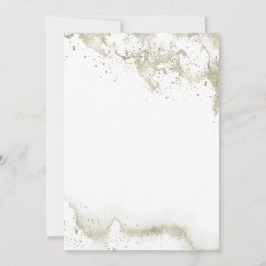 Waterverf Blue en Gold Minimalistic Wedding Kaart (Achterkant)