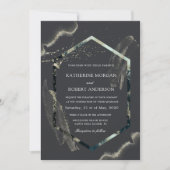 Waterverf Blue en Gold Minimalistic Wedding Kaart (Voorkant)