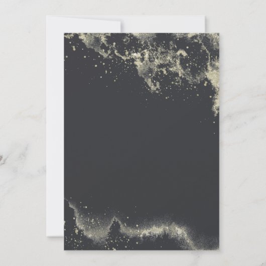 Waterverf Blue en Gold Minimalistic Wedding Kaart (Achterkant)