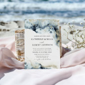 Waterverf Blue en Gold Minimalistic Wedding Kaart