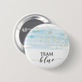 Waterverf Blue en Gold Sparkle Team Blue Ronde Button 5,7 Cm (Voorkant /achterkant)