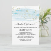 Waterverf Blue en Gold Sparkle Vrijgezellenfeest Kaart (Staand voorkant)