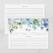 Waterverf Blue en Paarse hydrangeas Recipe Kaart (Voorkant / Achterkant)