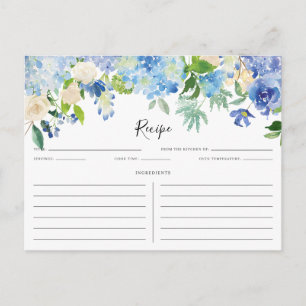 Waterverf Blue en Paarse hydrangeas Recipe Kaart