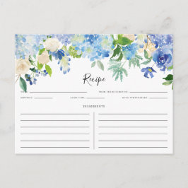 Waterverf Blue en Paarse hydrangeas Recipe Kaart