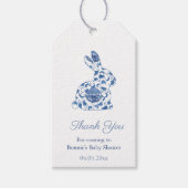 Waterverf Blue en White Bunny Baby shower Favor Cadeaulabel (Voorkant)