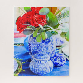 Waterverf Blue en White Chinoiserie Ginger Jar Legpuzzel