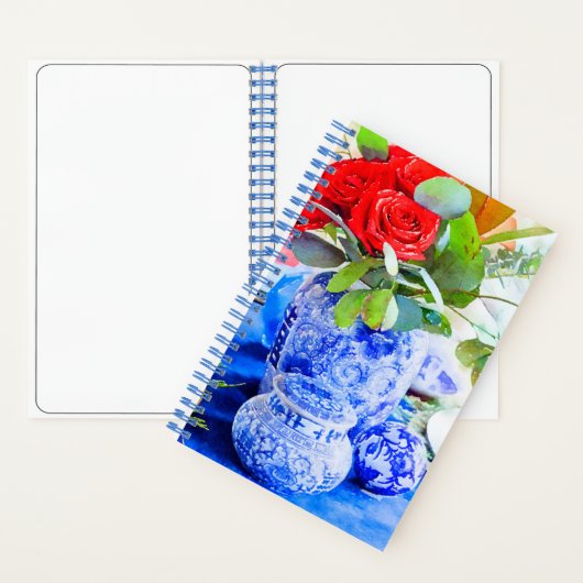 Waterverf Blue en White Chinoiserie Ginger Jar Notitieboek (Binnen)