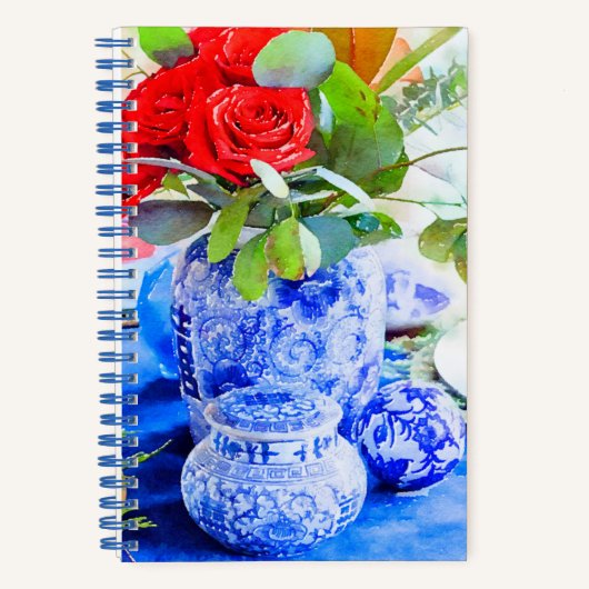 Waterverf Blue en White Chinoiserie Ginger Jar   Notitieboek (Voorkant)