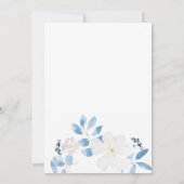 Waterverf Blue en White Flowers Invitation Kaart (Achterkant)
