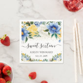 Waterverf Blue en Yellow Flowers Sweet Sixteen Servet (Insitu)