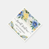 Waterverf Blue en Yellow Flowers Sweet Sixteen Servet (Hoek)