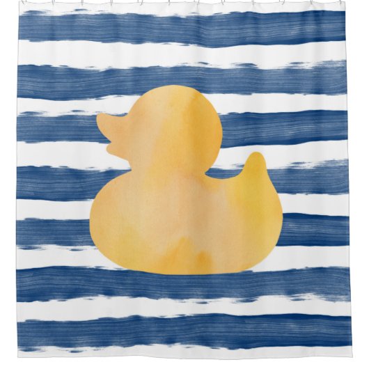 Waterverf Blue en Yellow Rubber Duck Douchegordijn (Voorkant)