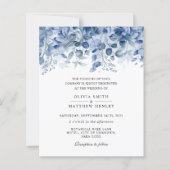 Waterverf blue eucalyptus bruiloft uitnodiging (Voorkant)