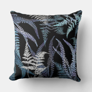 Waterverf Blue Ferns Abstract botanisch patroon Kussen