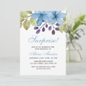 Waterverf Blue Flora Any Age Surprise Verjaardag Kaart (Staand voorkant)