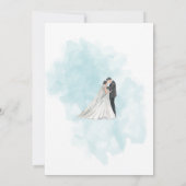 Waterverf Blue Flora Elegante huwelijksuitnodiging Kaart (Achterkant)