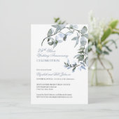 Waterverf Blue Floral 25th Wedding Jubileum Kaart (Staand voorkant)