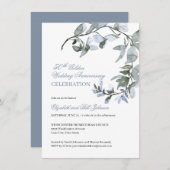 Waterverf Blue Floral 50th Wedding Jubileum Kaart (Voorkant / Achterkant)