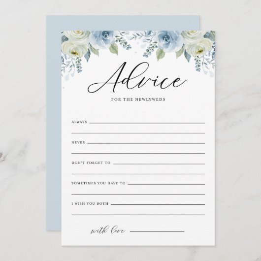 Waterverf Blue Floral Advies voor de Passen getrou Kaart (Voorkant / Achterkant)