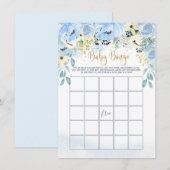 Waterverf Blue Floral Baby shower Bingo Game Kaart (Voorkant / Achterkant)