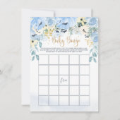 Waterverf Blue Floral Baby shower Bingo Game Kaart (Voorkant)