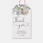 Waterverf Blue FLoral Baby shower Dank u Cadeaulabel (Voorkant)