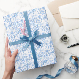 Waterverf Blue Floral Cadeaupapier