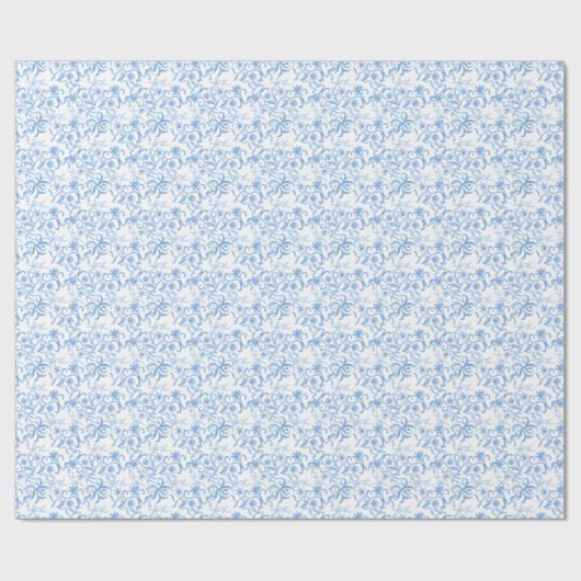 Waterverf Blue Floral Cadeaupapier (Vlak)