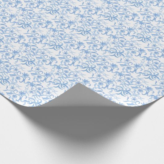 Waterverf Blue Floral Cadeaupapier (Hoek)