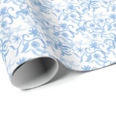 Waterverf Blue Floral Cadeaupapier (Rol Hoek)