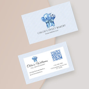 Waterverf Blue Floral Chef Pet Visitekaartje