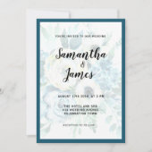 Waterverf Blue Floral Elegant Wedding Invitation Kaart (Voorkant)