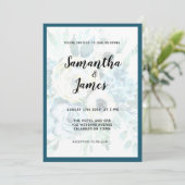 Waterverf Blue Floral Elegant Wedding Invitation Kaart (Staand voorkant)