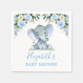 Waterverf Blue Floral Elephant Baby shower Servet (Voorkant)