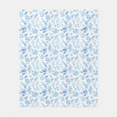Waterverf Blue Floral Fleece Deken (Voorkant)