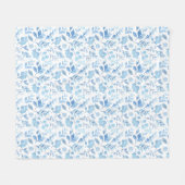 Waterverf Blue Floral Fleece Deken (Voorkant (Horizontaal))