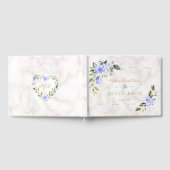 Waterverf Blue Floral Gold Glitter Marble Wedding Gastenboek (Volledig)