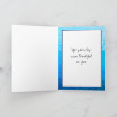 Waterverf Blue Floral Happy Birthday Kaart (Binnen)