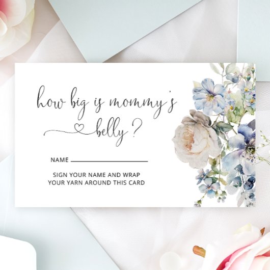 Waterverf Blue Floral Hoe groot is mama's buik Informatiekaartje
