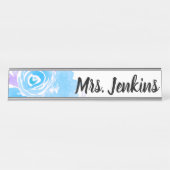 Waterverf Blue Floral-leraren Bureau Naambordje (Voorkant)