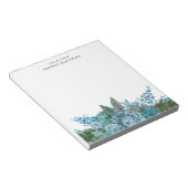 Waterverf Blue Floral Name Sjabloon Blocnote (Schuin)