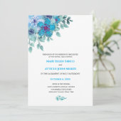 Waterverf Blue Floral Nuptial Mass Invitation Kaart (Staand voorkant)