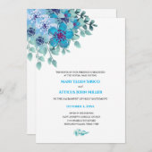 Waterverf Blue Floral Nuptial Mass Invitation Kaart (Voorkant / Achterkant)