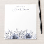 Waterverf Blue Floral op maat Notitieblok<br><div class="desc">Elegant modern bloemig notitieblok met stoffige blauwe bloemen voor de waterverf van de griep,  zoals rozen,  anemonen en bladeren met handgeschreven kalligrafie.</div>