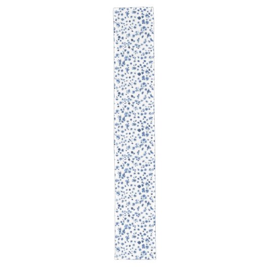 Waterverf Blue Floral Pattern Lange Tafelloper (Voorkant)